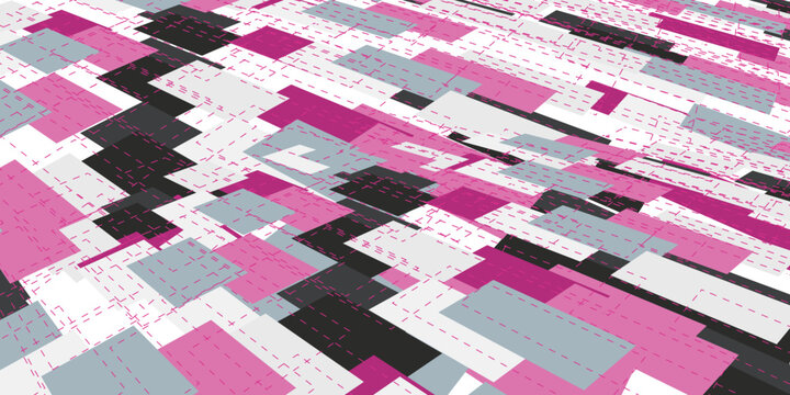 Geometric Pattern with Pink Gray and Black Blocks