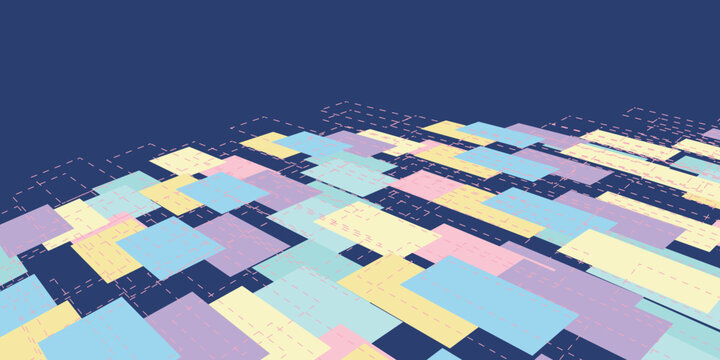 Geometric Abstract Pattern with Rectangular Shapes on Dark Blue Background