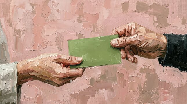 Business Handshake Exchange of a Green Document