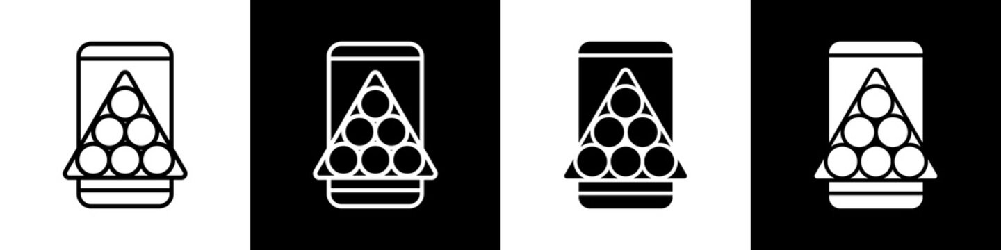 Pool ball black and white icon design concept