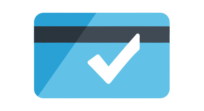 Blue credit card with checkmark 1.