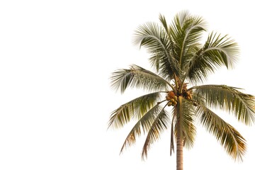 Obraz premium Tropical Coconut Palm Tree Isolated on White Background with Copy Space