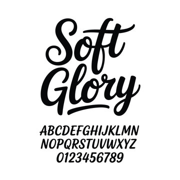 Soft glory elegant cursive font with alphabet and numbers