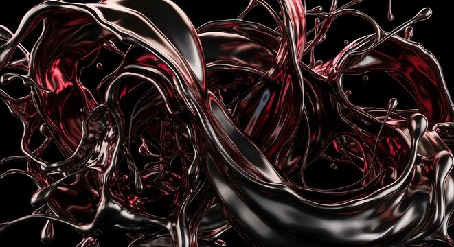 Close-up of Red Wine Splash with Dynamic Liquid Motion Effect.