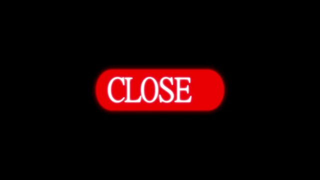 Modern close button animation with interactive cursor click and glowing red effect. Perfect for digital interfaces, app UI presentations, and futuristic technology visuals.