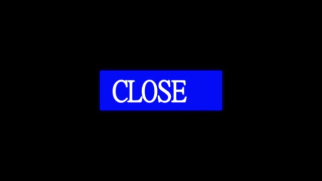 Seamless loop close button animation with neon red glow and cursor click interaction on black background.
