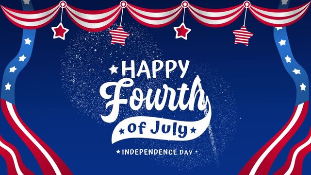4th of july greeting videos for independence day celebration. Suitable for digital marketing, social media, invitations, and festive promotions.
