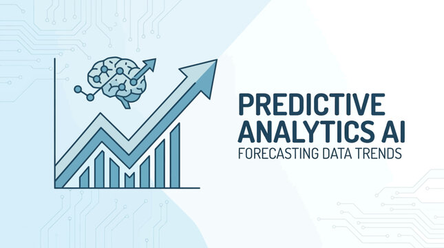 Predictive analytics AI system forecasting data trends with brain and graph