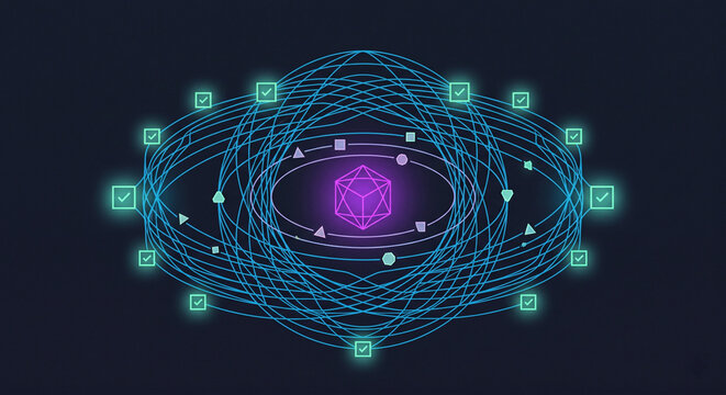 Post-quantum decentralized identity and secure personal data vault flat illustration featuring cryptographic lattice security and digital sovereignty technology