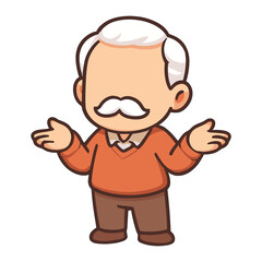 Fototapeta premium Elderly man shrugging gesture flat vector illustration