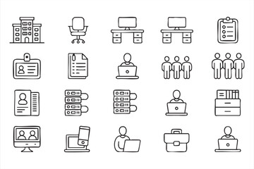 Fototapeta premium Remote Work and Office Administration Icons for Business Apps