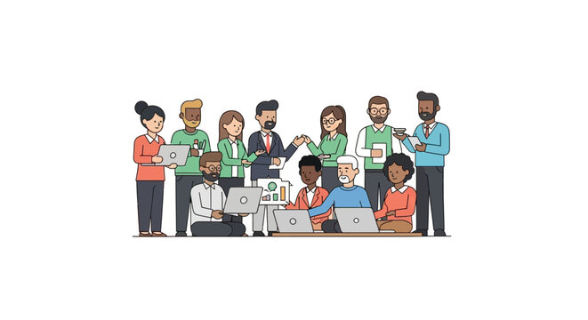 Diverse group of people working.