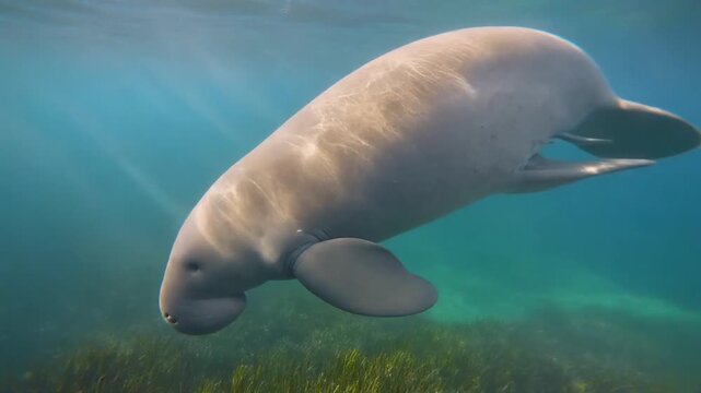 Dugong Swimming Gracefully Underwater Generative AI