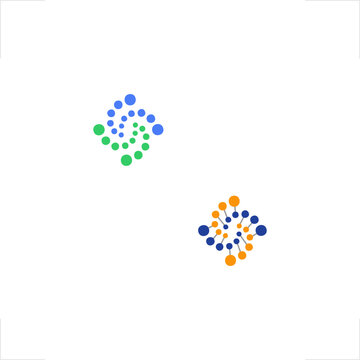 Professional geometric dotted spiral icon representing biological DNA, air bubbles, and community synergy, ideal for environmental conservation agencies, biotechnology startups, water filtration syste