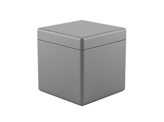 Fototapeta premium A closed gray metal box with a lid on a white background