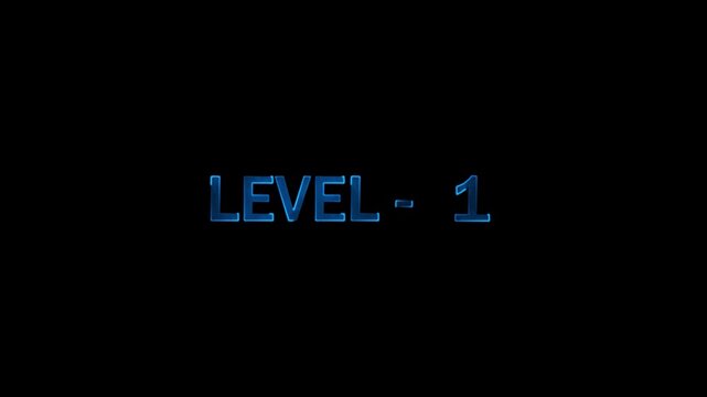 Level 1 loading screen appears with futuristic blue glowing neon digital text effect