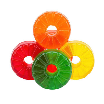 Colorful round fruit flavored gummy candies