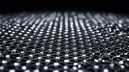 Obraz premium Abstract background of glowing white LED light points on a dark grid.
