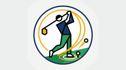 Fototapeta premium Stylized Golfer Swinging Club in Circular Emblem.