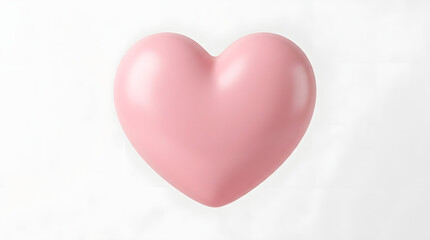 Obraz premium A single, perfectly rendered, 3D pink heart shape with a smooth, glossy finish against a stark white background, symbolizing love and affection