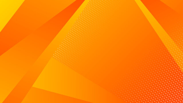 Vibrant orange and yellow gradient background featuring sharp geometric shapes and subtle halftone dot textures for a dynamic corporate or tech look