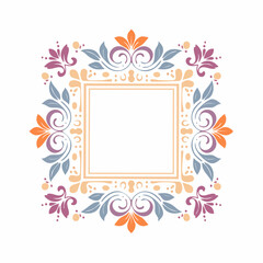 Fototapeta premium Ornate Square Frame with Floral and Swirl Motifs