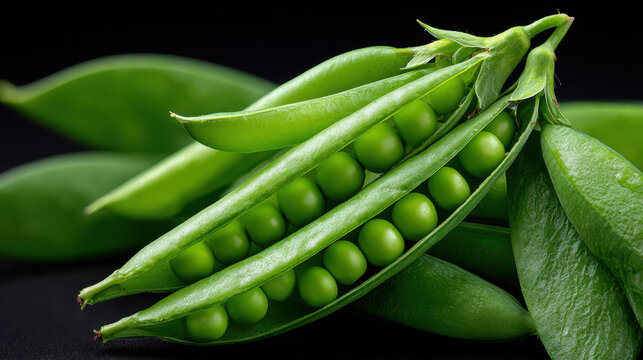 Green pea pod macro close up fresh green vegetable pod garden food spring ingredient plant