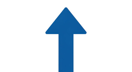 Fototapeta premium A bold blue arrow pointing upwards against a white background isolated on transparent background