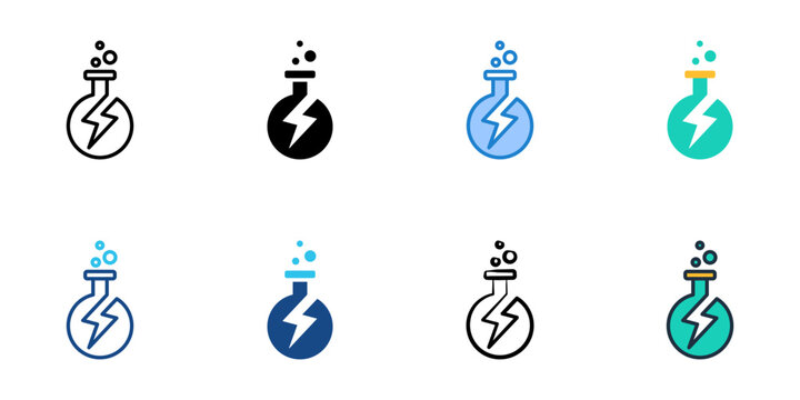 Energy lab icons set multiple style collection. Editable stroke 
