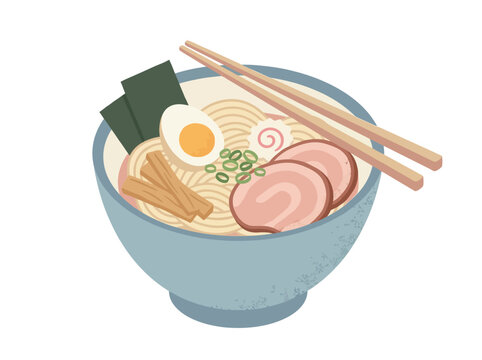 A delicious bowl of Japanese ramen with pork chashu egg and nori.