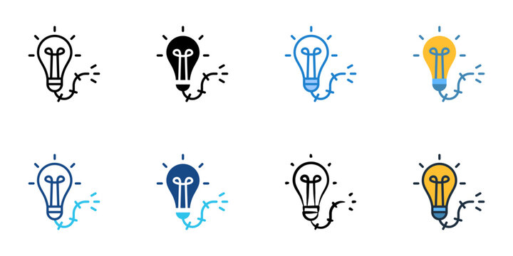 Innovation spark icons set multiple style collection. Editable stroke 
