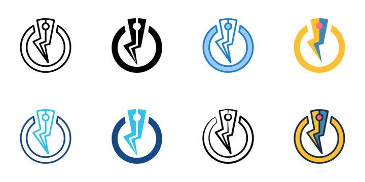 Future energy icons set multiple style collection. Editable stroke 
