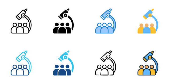 Research team icons set multiple style collection. Editable stroke 
