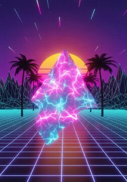 Abstract geometric crystal design sunset background