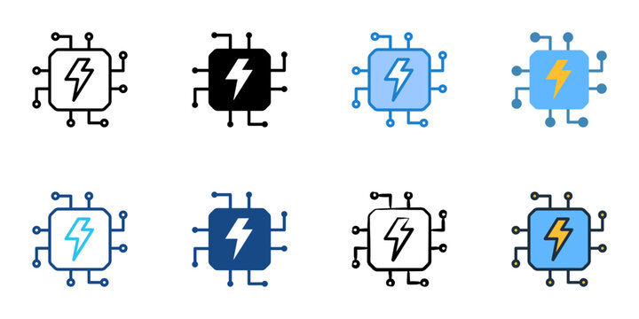 AI energy system icons set multiple style collection. Editable stroke 

