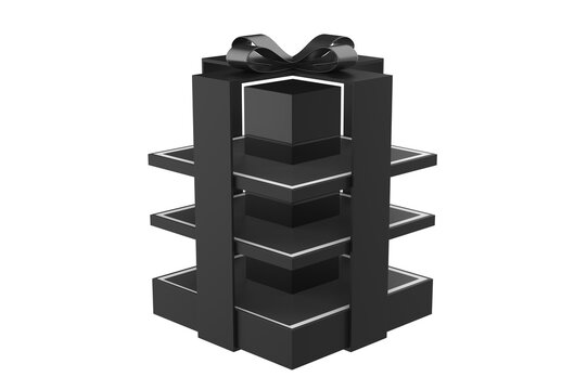 Super Market Display Stand Isolated On White Background. 3d illustration