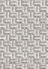 Fototapeta premium Seamless sophisticated abstract texture with an intricate clean geometric woven wicker pattern with heavy distressed effect in white, grey, and brown-beige