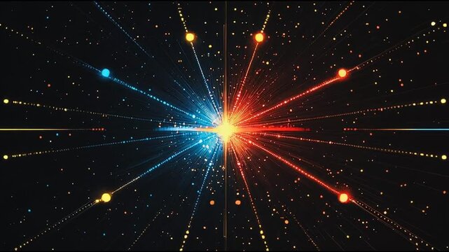 Abstract black background with Colorful circle lines. Digital future technology . Abstract business connection of lines from nodes innovation of communication in the network.