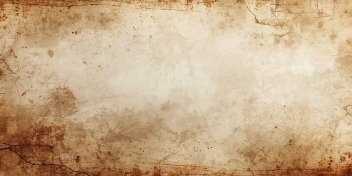 Vintage aged brown parchment texture with a stained and grungy antique paper background, featuring a worn sepia design perfect for a blank retro backdrop