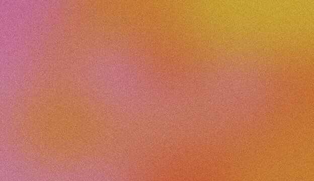 Abstract textured background with a gradient of warm colors, transitioning from pink to orange and yellow, with a subtle speckled effect. Noise background. Gradient texture background