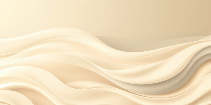 A luxurious gold and cream abstract silk background featuring smooth flowing waves and soft satin textures in a decorative vector pattern design