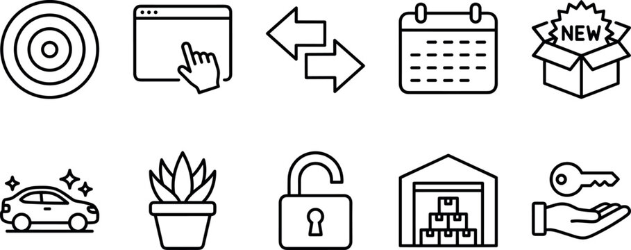 E-commerce Logistics and Digital Interface Line Icon Set for Warehouse Management Retail Apps and Web UI