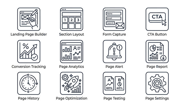 Web Page Optimization Icons Set.