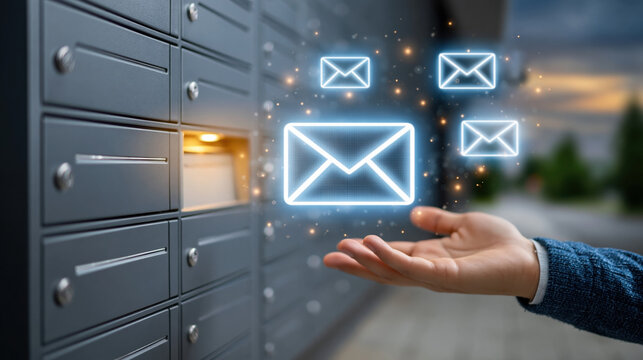 Digital marketing e commerce email icon hand