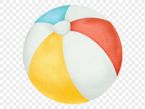 Watercolor colorful beach ball summer toy playful illustration isolated object Vector.