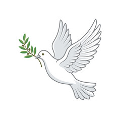 Obraz premium White dove carrying an olive branch in flight
