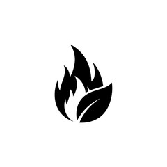 Fototapeta premium Eco-friendly fire icon, leaf with flame, sustainability concept
