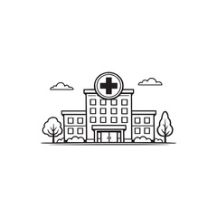 Fototapeta premium Line Art Hospital Building Icon