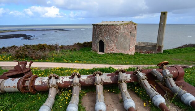Abandoned Cannons and Fortification by the Sea.