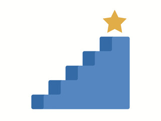 Fototapeta premium A blue staircase leads up to a gold star on top